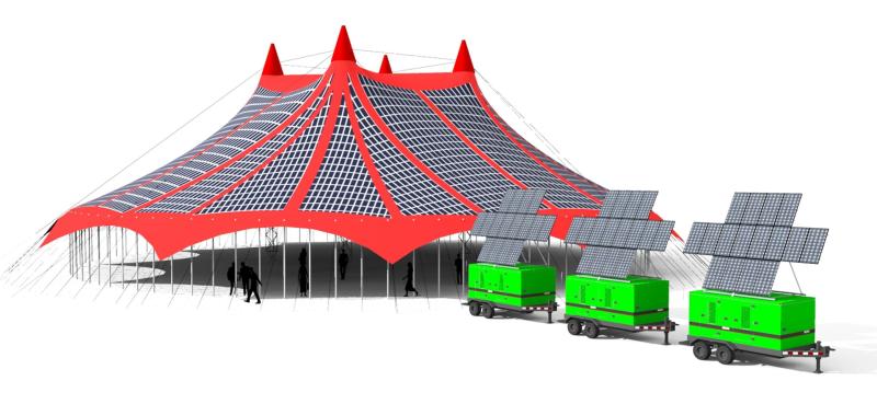 TensiPower tensile structure replacing diesel generators on site