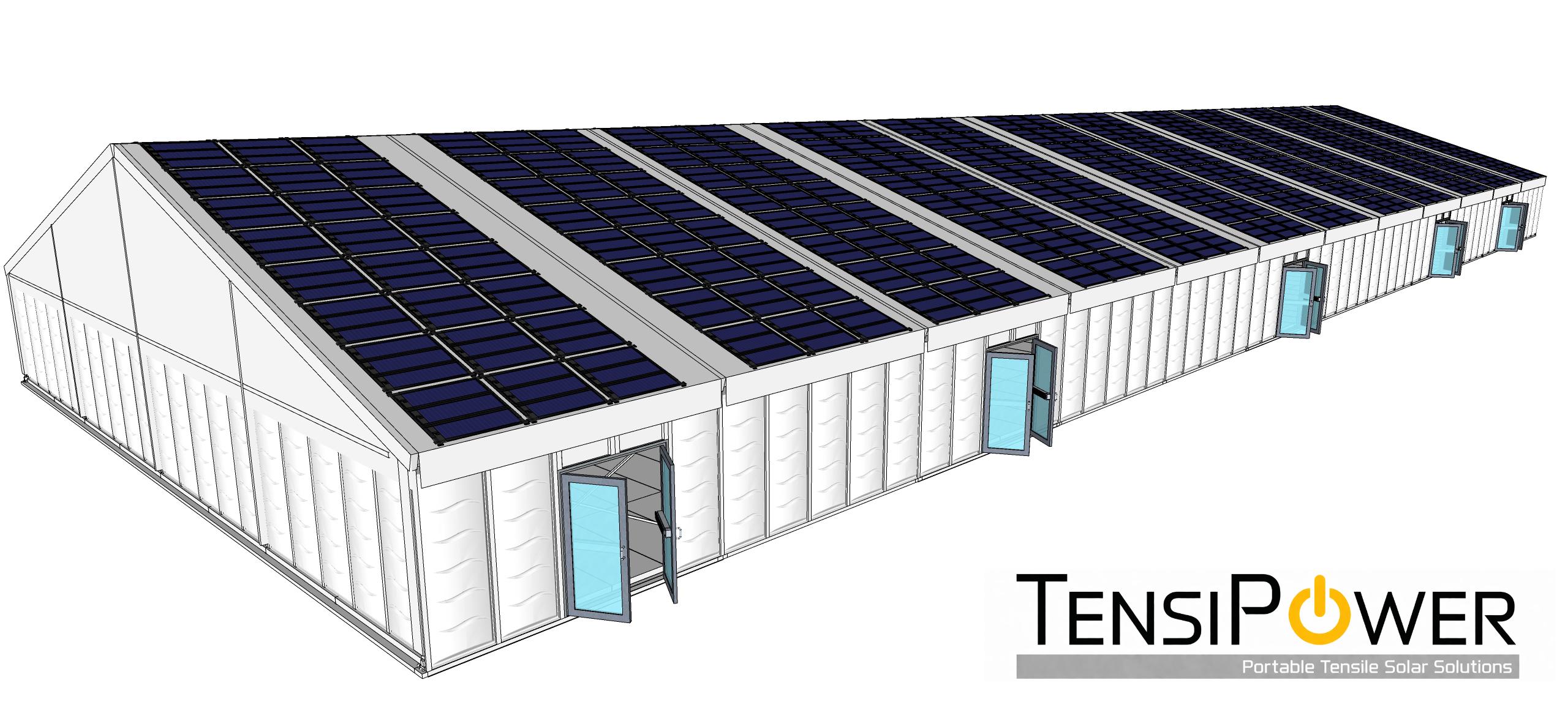 TensiPower panels integrated into a clearspan marquee structure